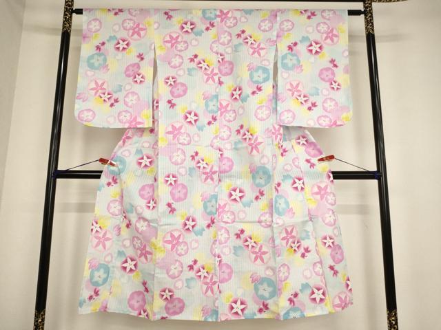 平和屋着物∴夏物 子供 女の子 浴衣 金魚 朝顔 AABE2149ja