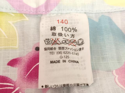 平和屋着物∴夏物 子供 女の子 浴衣 金魚 朝顔 AABE2149ja