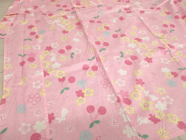 平和屋着物∴夏物 子供 女の子 浴衣 花うさぎ さくらんぼ AABE2150ja
