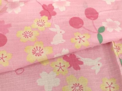 平和屋着物∴夏物 子供 女の子 浴衣 花うさぎ さくらんぼ AABE2150ja
