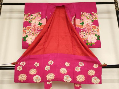 平和屋着物[]アンティーク　大正ロマン　お宮参り　女の子　祝着　産着　初着　のしめ　駒刺繍　薬玉文　金彩　逸品　AABE2151ja