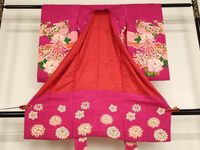 平和屋着物[]アンティーク　大正ロマン　お宮参り　女の子　祝着　産着　初着　のしめ　駒刺繍　薬玉文　金彩　逸品　AABE2151ja