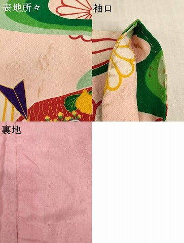 平和屋着物[]アンティーク　大正ロマン　女の子　子供　羽織　折り鶴　菊　逸品　AABE2153ja