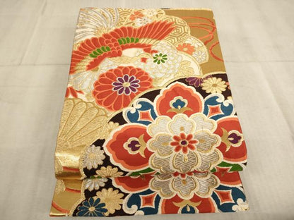 平和屋着物∵子供　六通柄袋帯　鳳凰花文　金銀糸　逸品　AABE2166ja