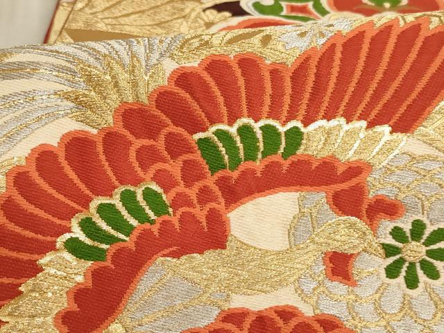 平和屋着物∵子供　六通柄袋帯　鳳凰花文　金銀糸　逸品　AABE2166ja