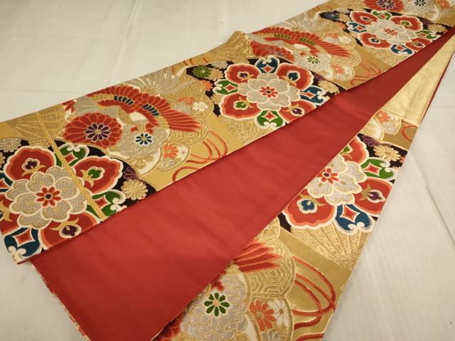 平和屋着物∵子供　六通柄袋帯　鳳凰花文　金銀糸　逸品　AABE2166ja