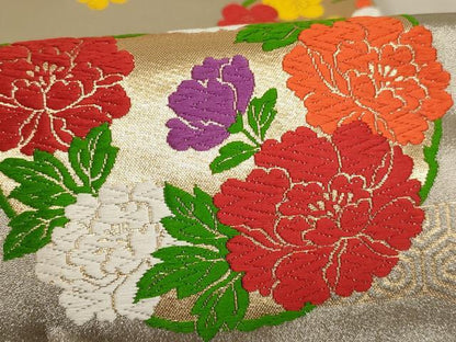 平和屋着物∵子供　全通柄袋帯　唐織　花丸文　三越扱い　逸品　AABE2167ja
