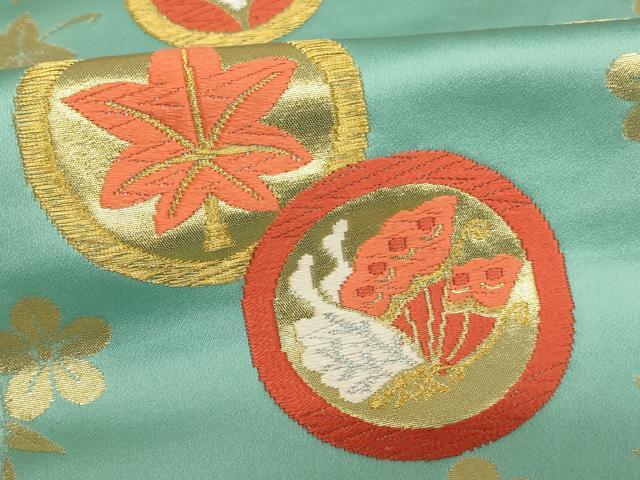平和屋着物∵子供　全通柄袋帯　唐織　花蝶丸文　金銀糸　逸品　AABE2168ja