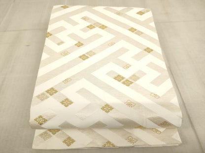 平和屋着物∵子供　丸帯　紗綾形花菱文　金糸　逸品　AABE2169ja