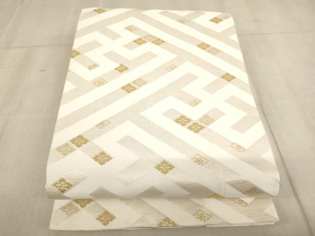 平和屋着物∵子供　丸帯　紗綾形花菱文　金糸　逸品　AABE2169ja