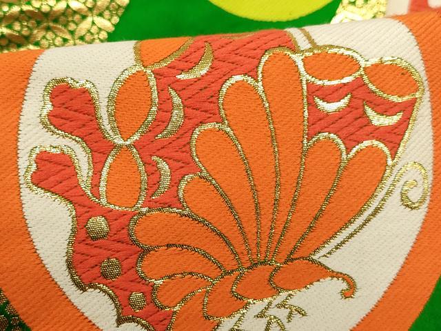 平和屋着物∵子供　全通柄袋帯　唐織　花蝶丸文　金糸　逸品　AABE2172ja
