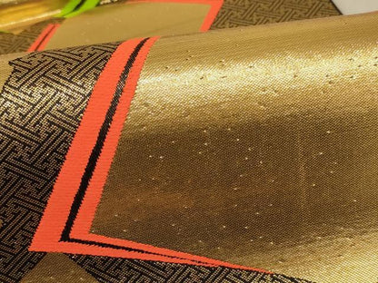 平和屋着物∵子供　全通柄袋帯　色紙文　金糸　逸品　AABE2181ja