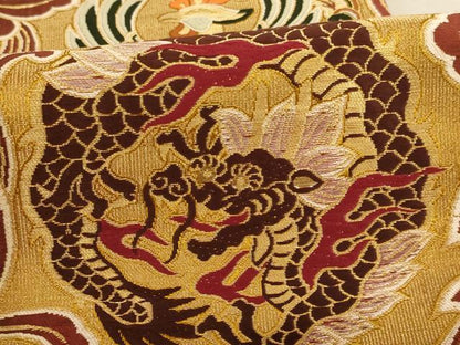 平和屋着物∵子供　全通柄袋帯　龍　鳳凰花文　金糸　逸品　未使用　AABE2182ja