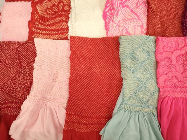 平和屋着物[]七五三　女の子　和装小物　帯揚げ25枚セット　総絞り　中抜き絞り　正絹　逸品　AABE2222ja