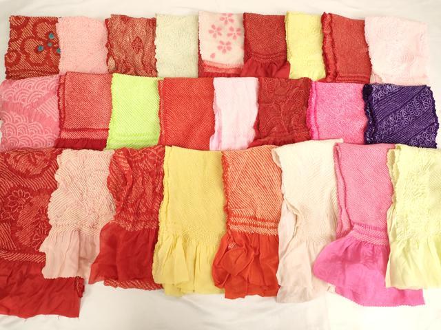 平和屋着物[]七五三　女の子　和装小物　帯揚げ25枚セット　総絞り　中抜き絞り　正絹　逸品　AABE2223ja
