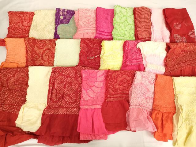 平和屋着物[]七五三　女の子　和装小物　帯揚げ25枚セット　総絞り　中抜き絞り　正絹　逸品　AABE2224ja