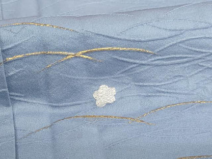平和屋着物[]七五三　女の子　７歳　祝着　四つ身　芝花文　金銀彩　正絹　逸品　AABE2228ja