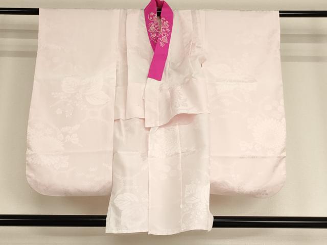 平和屋着物[]七五三 女の子 ７歳 祝着 四つ身 長襦袢(無双仕立て・半衿刺繍)セット 型染め 草花文 暈し染め 逸品 AABE2229ja