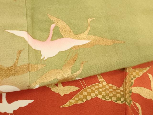 平和屋着物∵女の子 十三参り 子供 祝着 飛鶴文 暈し染め 金彩 正絹 逸品 AABE2230ja