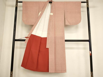 平和屋着物[]七五三　女の子　７歳　祝着　四つ身　麻の葉文様　正絹　逸品　AABE2233ja