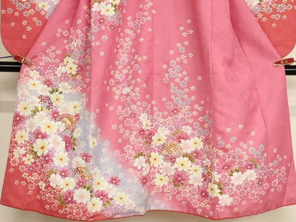 平和屋着物[]七五三　女の子　７歳　祝着　四つ身　花手毬文　暈し染め　AABE2241ja
