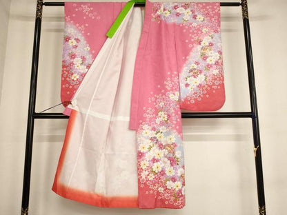 平和屋着物[]七五三　女の子　７歳　祝着　四つ身　花手毬文　暈し染め　AABE2241ja