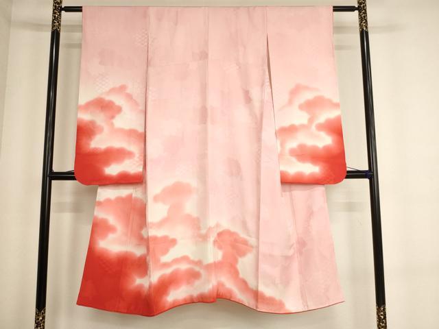平和屋着物[]七五三　女の子　７歳　祝着　四つ身　雲重ね文　暈し染め　正絹　逸品　AABE2242ja