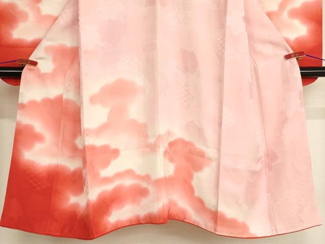 平和屋着物[]七五三　女の子　７歳　祝着　四つ身　雲重ね文　暈し染め　正絹　逸品　AABE2242ja