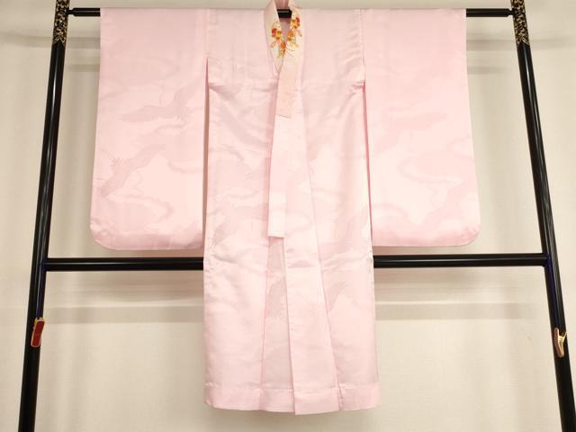 平和屋着物[]七五三 女の子 ７歳 祝着 四つ身 長襦袢(無双仕立・半衿刺繍)セット 友禅 束ね熨斗花手毬文 暈し染め 金銀彩 逸品 AABE2244ja
