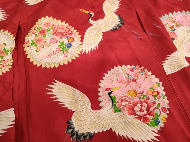 平和屋着物[]お宮参り　女の子　祝着　産着　初着　のしめ　飛鶴花文　正絹　逸品　AABE2245ja