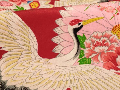 平和屋着物[]お宮参り　女の子　祝着　産着　初着　のしめ　飛鶴花文　正絹　逸品　AABE2245ja