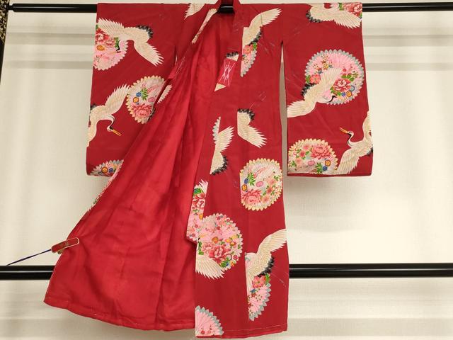 平和屋着物[]お宮参り　女の子　祝着　産着　初着　のしめ　飛鶴花文　正絹　逸品　AABE2246ja