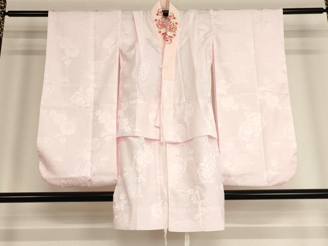 平和屋着物[]七五三　女の子　７歳　祝着　四つ身　長襦袢・袋帯セット　鈴花文　金彩　逸品　AABE2252ja