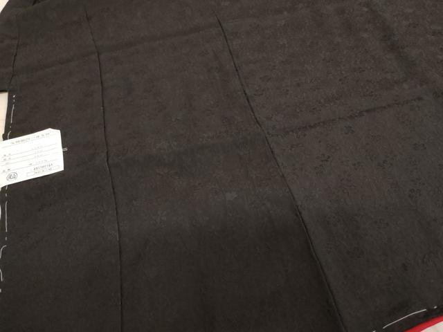 平和屋着物[]七五三　女の子　７歳　祝着　四つ身　長襦袢・袋帯セット　枝花地紋　黒地　逸品　AABE2253ja