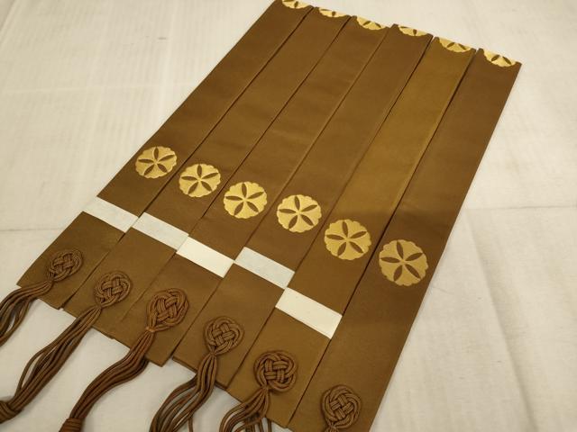 平和屋本店▼輪袈裟6点セット　五つ銀杏　灰茶色地　金糸　法衣　寺院　仏具　仏教　僧侶　神職　装束　AABE2261ja