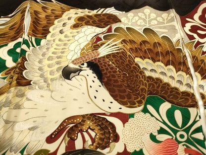平和屋着物[]お宮参り　男の子　祝着　産着　初着　のしめ　駒刺繍　鷹　金彩　逸品　AABE2353ja