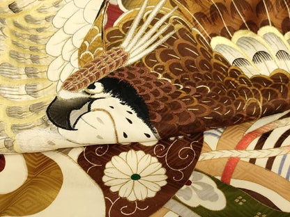平和屋着物[]お宮参り　男の子　祝着　産着　初着　のしめ　駒刺繍　鷹　金彩　逸品　AABE2353ja