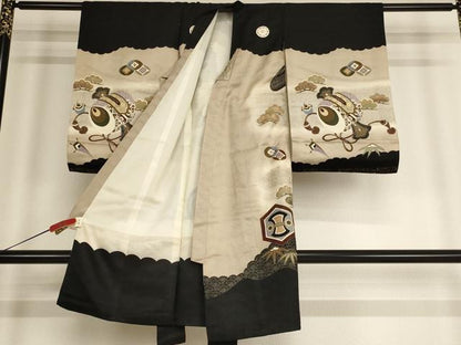 平和屋着物[]お宮参り　男の子　祝着　産着　初着　のしめ　吉祥鷹文　暈し染め　金彩　逸品　AABE2354ja
