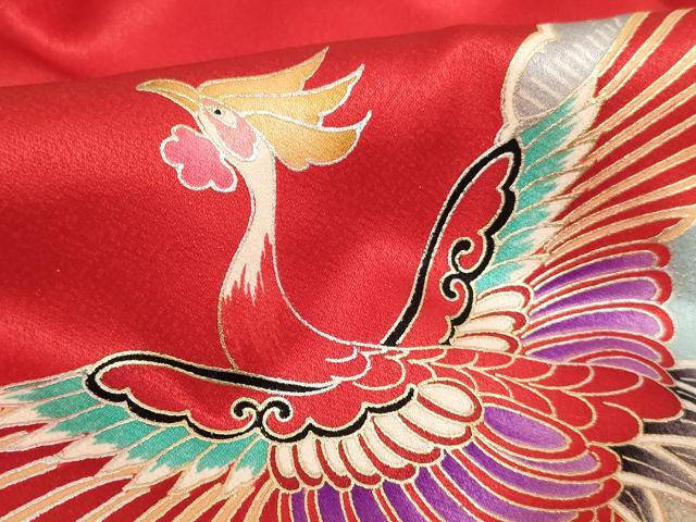 平和屋着物[]お宮参り　女の子　祝着　産着　初着　のしめ　雪輪花鳥文　鳳凰　鴛鴦　暈し染め　金銀彩　逸品　AABE2355ja