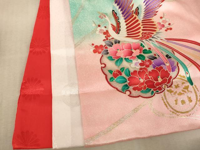 平和屋着物[]お宮参り　女の子　祝着　産着　初着　のしめ　雪輪花鳥文　鳳凰　鴛鴦　暈し染め　金銀彩　逸品　AABE2355ja