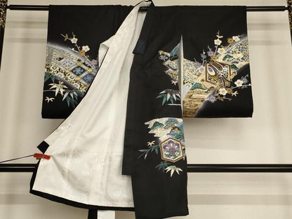 平和屋着物[]お宮参り　男の子　祝着　産着　初着　のしめ　刺繍　鷹　武具　暈し染め　金糸　金彩　逸品　AABE2356ja