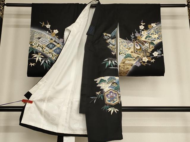 平和屋着物[]お宮参り　男の子　祝着　産着　初着　のしめ　刺繍　鷹　武具　暈し染め　金糸　金彩　逸品　AABE2356ja