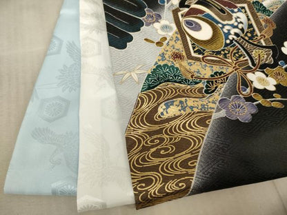 平和屋着物[]お宮参り　男の子　祝着　産着　初着　のしめ　刺繍　鷹　武具　暈し染め　金糸　金彩　逸品　AABE2356ja