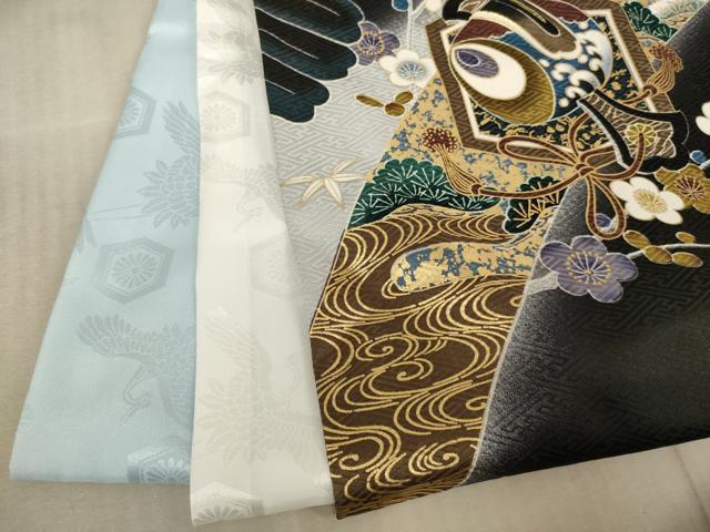 平和屋着物[]お宮参り　男の子　祝着　産着　初着　のしめ　刺繍　鷹　武具　暈し染め　金糸　金彩　逸品　AABE2356ja