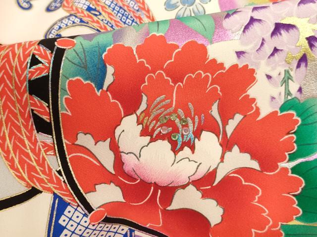 平和屋着物[]七五三　女の子　３歳　祝着　一つ身　花鼓文　ラインストーン　暈し染め　金銀彩　逸品　AABE2358ja