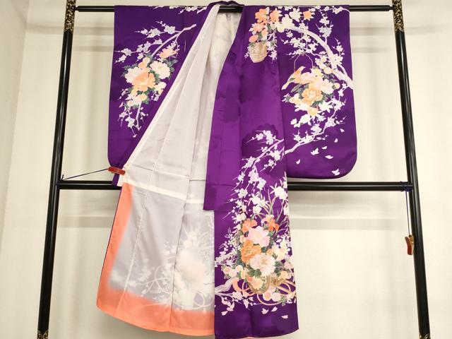 平和屋着物[]七五三　女の子　７歳　祝着　駒刺繍　花車文　休み鳥　AABE2362ja