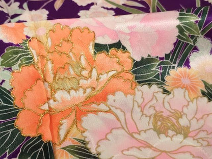 平和屋着物[]七五三　女の子　７歳　祝着　駒刺繍　花車文　休み鳥　AABE2362ja