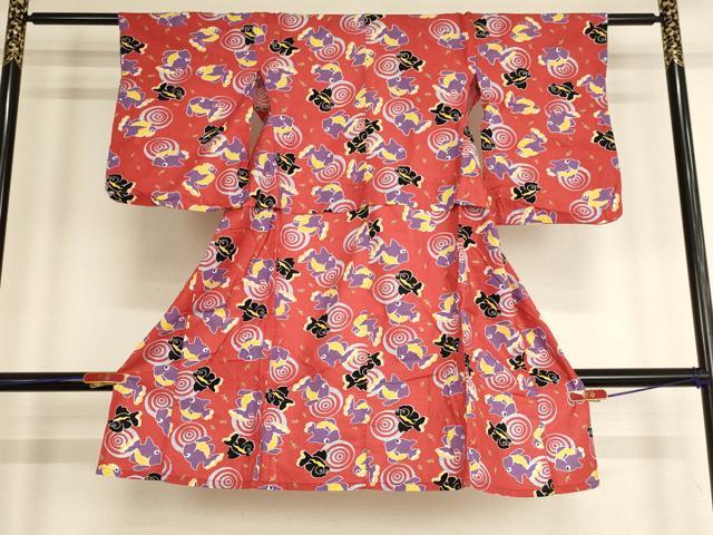 平和屋着物[]夏物 浴衣 子供 女の子 金魚 出目金 AABE2368ja