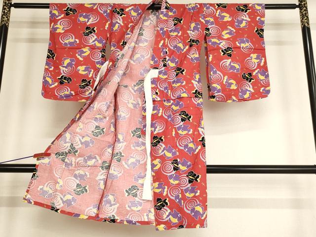 平和屋着物[]夏物 浴衣 子供 女の子 金魚 出目金 AABE2368ja