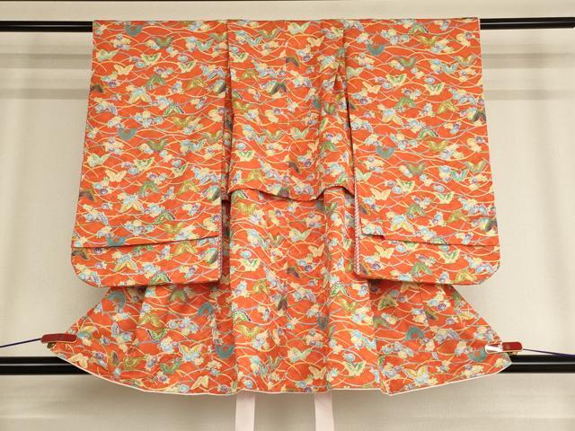 平和屋着物[]七五三　女の子　３歳　祝着　三つ身　花蝶文　金彩　AABE2370ja